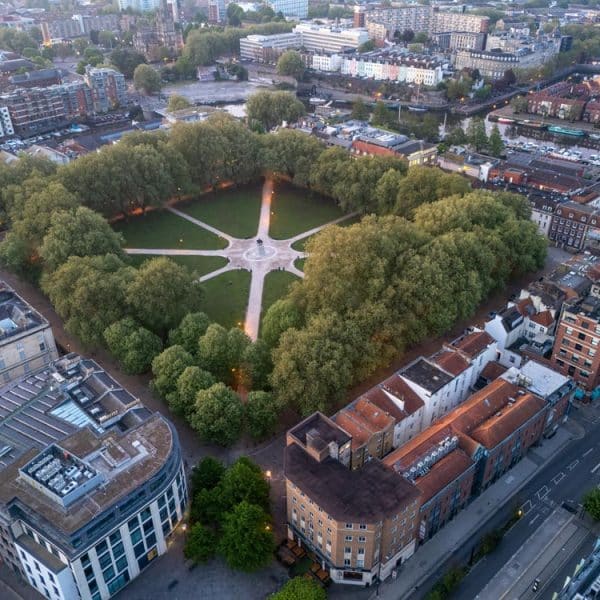 Aerial view of Queen's Square, Bristol
